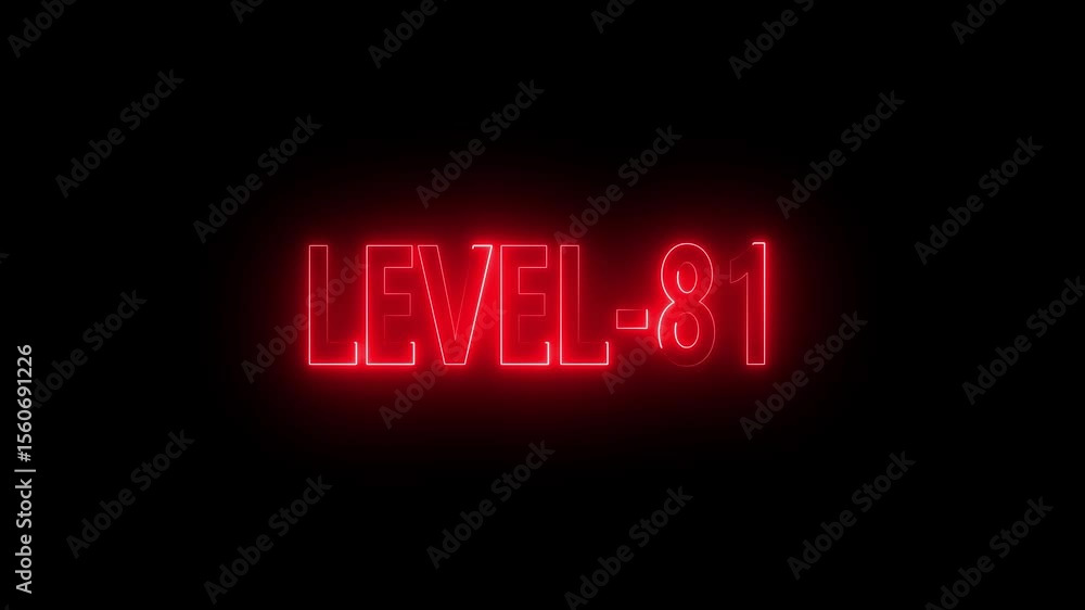 Poster glowing level-81 text with glitch effects animation. game concept next level icon isolated . black b