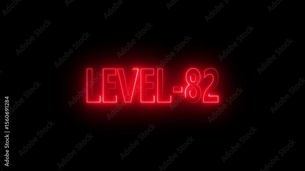 Poster glowing level-82 text with glitch effects animation. game concept next level icon isolated . black b