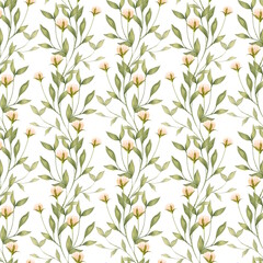 Fototapeta premium Floral Pattern with Pale Pink Flowers Illustration