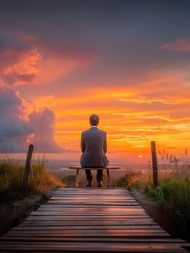 A man walking on the road, choosing the way, the correct way, sunset, men worried, men setting 