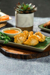 Fried dumplings, gyoza deep fried
