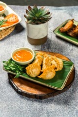 Fried dumplings, gyoza deep fried