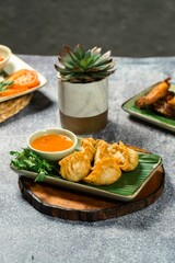 Fried dumplings, gyoza deep fried