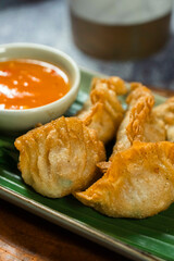 Fried dumplings, gyoza deep fried