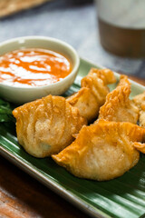 Fried dumplings, gyoza deep fried