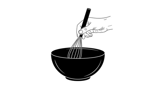 black bowl and whisk mixing clip art preview