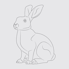 Rabbit png sticker chinese zodiac animal in line art design transparent black