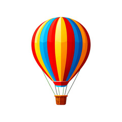 Fototapeta premium Colorful hot air balloon with basket isolated on transparent background