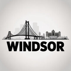Windsor Skyline Silhouette — Canadian Border City Vector Illustration