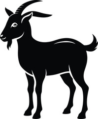 Fototapeta premium Goat Silhouette Vector with white background and editable