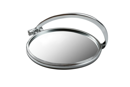 Reflecting on self discovery this mirror offers clarity with a bright and reflective surface on transparent background