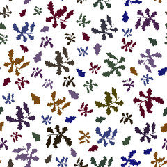 Illustration. Seamless pattern of oak branches, leaves on a transparent background