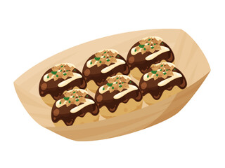 容器に入ったかわいいたこ焼きのイラスト素材