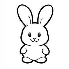 Cute cartoon bunny character with big ears and a cheerful grin in playful style