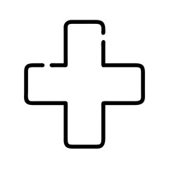 Fototapeta premium Medical cross icon in black outline style on white background