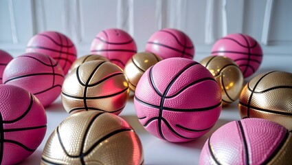 Pink and Gold Metallic Basketballs