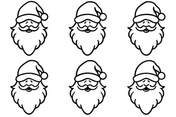 Santa Beard Collection Minimalist Line Art Set