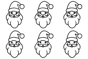 Santa Beard Collection Minimalist Line Art Set