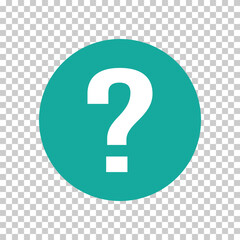 Simple blue circle  question mark on transparent background
