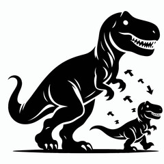 Young Tyrannosaurus Rex Following Its Parent Through the Prehistoric Wild