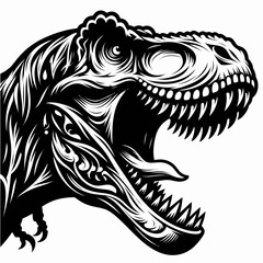 Tyrannosaurus Rex Roaring with Open Jaws in a Prehistoric Landscape