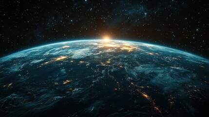 Obraz premium Sunrise over Earth showcasing the beauty of our planet from space