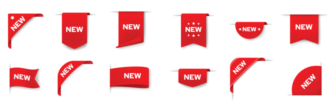 label banners web page new tag badges icons red sticker signs corner label banners ribbons product 