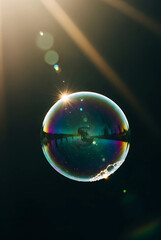 soap bubbles in the night