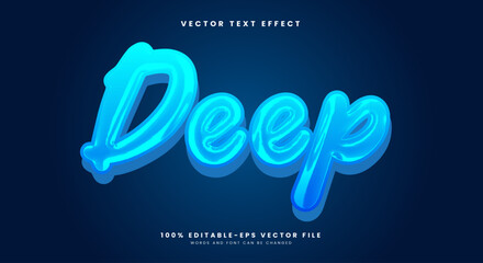 Deep blue ocean 3d editable text effect template Suitable for dark theme