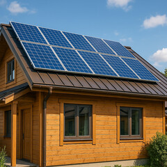Fototapeta premium solar panels on roof at asian country 