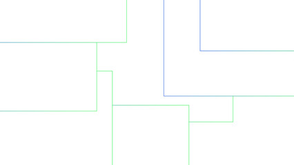 Minimalist abstract background with a white base, with a geometric pattern composed of thin, multi-sized rectangles with soft green and blue lines. Organized, and digital, with a technical