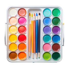 Naklejka premium Watercolor paint set for kids isolated on transparent background 