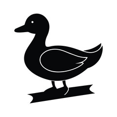 Duck balancing on log silhouette vector illustration
