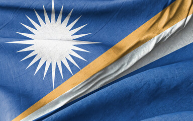 Close-Up of National Flag of Marshall Islands Waving in the Wind