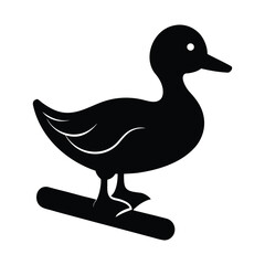 Duck balancing on log silhouette vector illustration