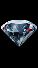 A vividly sparkling diamond gem reflects brilliant light with its many facets creating a luxurious and valuable symbol of wealth against a black background.