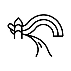 A simple, elegant line art illustration of a scenic bridge over a river, with a vibrant rainbow arched above. This artwork evokes a sense of journey, hope, and connection.