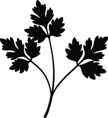 set of black silhouettes of leaves