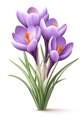 Naklejka premium Purple crocuses in a bunch, detailed illustration