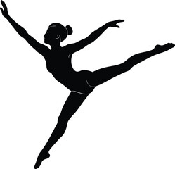 Fototapeta premium Elegant Dancer Silhouette Performing Graceful Ballet Pose, Ballet and Dance Vector Illustration new 2025 trendy