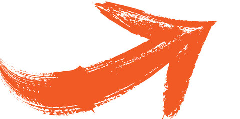 color arrow pointing upwards created with brush strokes on a white background in a simple design.
