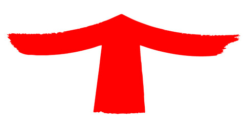 color arrow pointing upwards created with brush strokes on a white background in a simple design.