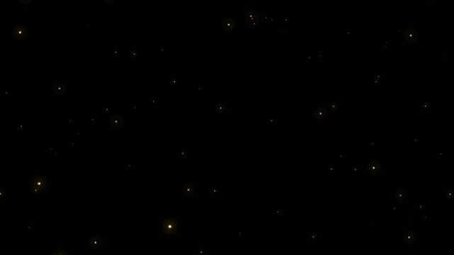 Gold sparkles particle in black background for looping video overlay video editing graphic elements