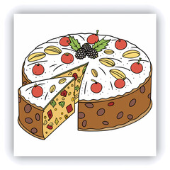 Food photography of homemade cheesecake side view covered with dark chocolate glaze, decorated with fresh garden berries on a white background isolated close up