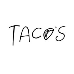 Hand drawn taco illustration created in Adobe Illustrator. Detailed vector design featuring a traditional Mexican taco with lettuce, cheese, meat, and tortilla shell. Perfect for restaurant branding, 