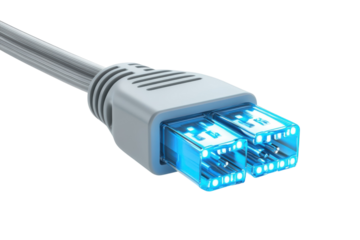 Empowering connection a vibrant illuminated dual Ethernet cable symbolizes seamless digital on transparent background