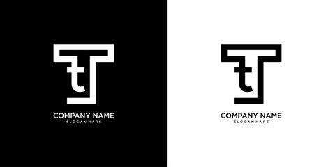 initial logo T or T and T. simple elegant, clean and strong