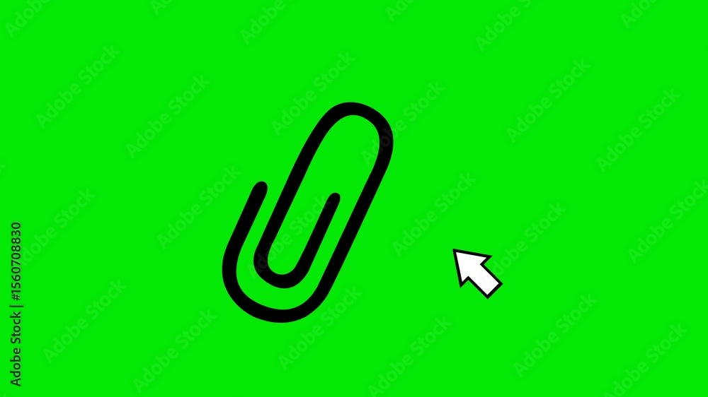Poster video animation black and white icon click computer cursor mouse on attach button pc file concpet, o