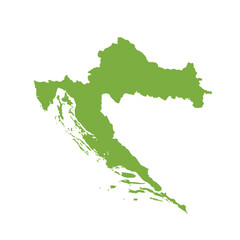 Obraz premium Map of Croatia, sign silhouette. World Map Globe. Vector Illustration isolated on white background. Europe continent.
