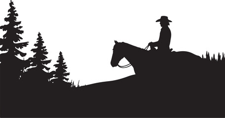Western Horseback Adventure mountain vector